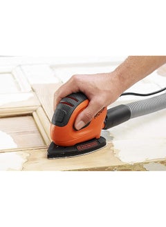 BLACK+DECKER Compact Mouse Detail Sander 55W Corded Low Vibration Dust Port Precision Sanding For Paint Varnish Glass Lightweight And Portable Orange Black Bew230 Gb  - Image 3