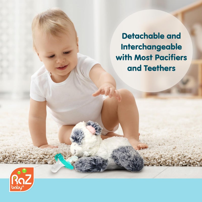 RaZbaby JollyPop Pacifier, Holder with Detachable Baby Pacifier, Stuffed Animal RaZbuddy, All Ages 0M+, 100% Medical Grade USA Made Silicone, Machine Washable, Textured & Easy to Hold - Cow - Image 5