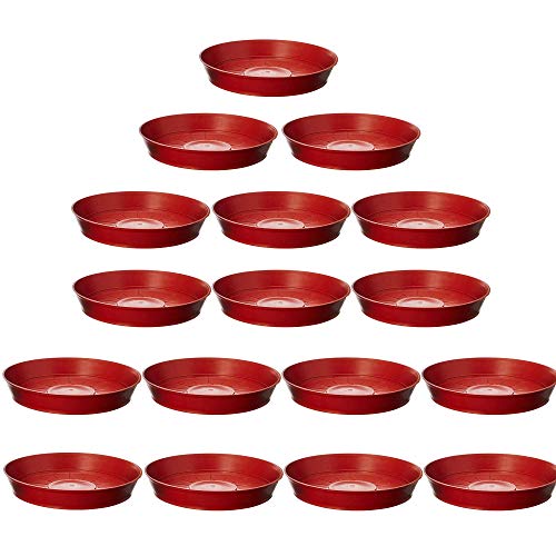 Leafy Tales Planter Bottom Plate/Gamla Dripping Tray, Terracotta Color Plastic pots | (4-inch, Brown, Pack of 16), small - Image 1
