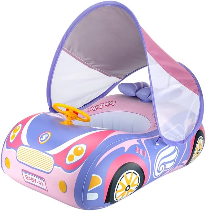 SwimBoBo Baby Swimming Pool Float Inflatable Swim Float With Sun Protection Canopy - Image 1