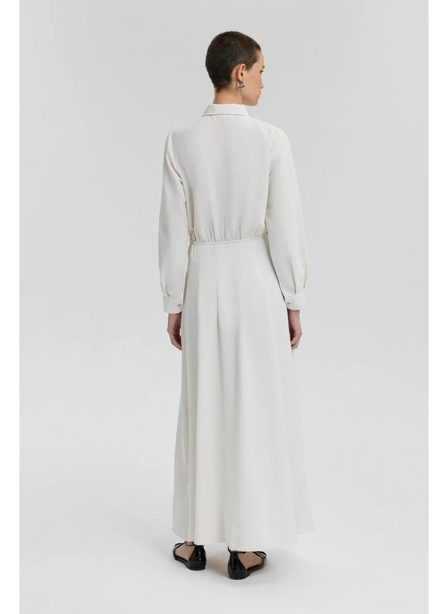 تاتشي Button Detailed Pleated Linen Dress