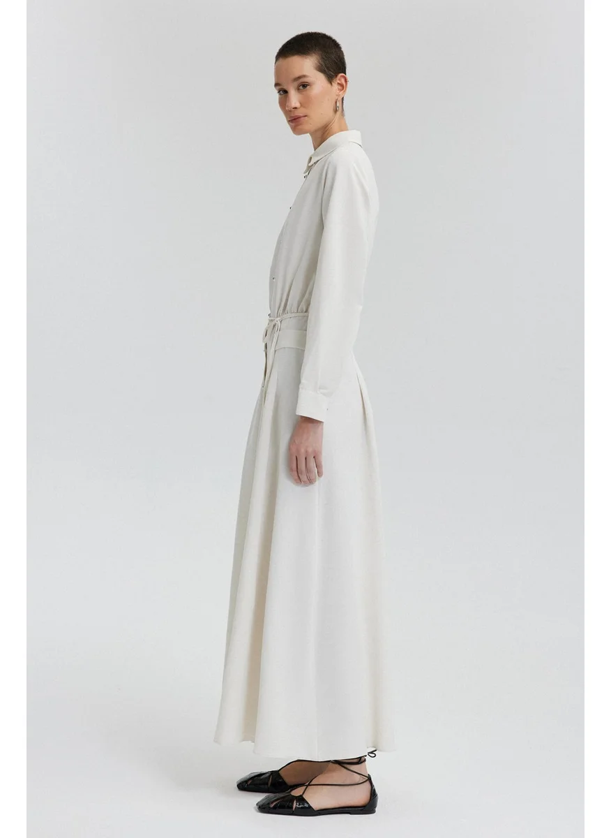 تاتشي Button Detailed Pleated Linen Dress