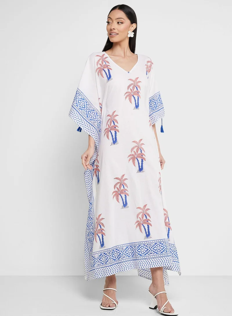 ARABIAN CLOSET Cape Sleeve Printed Kaftan