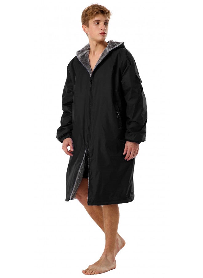 Adoretex Unisex Adults & Youth Faux Fur Lining Swim Parka (PK003) - Black - Adult - Small - Image 1