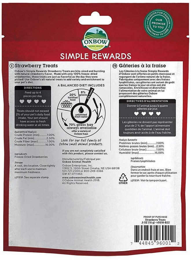 Oxbow 2 Flavor Bundle of Simple Rewards Small Pet Treats: Strawberry and Banana - Image 1