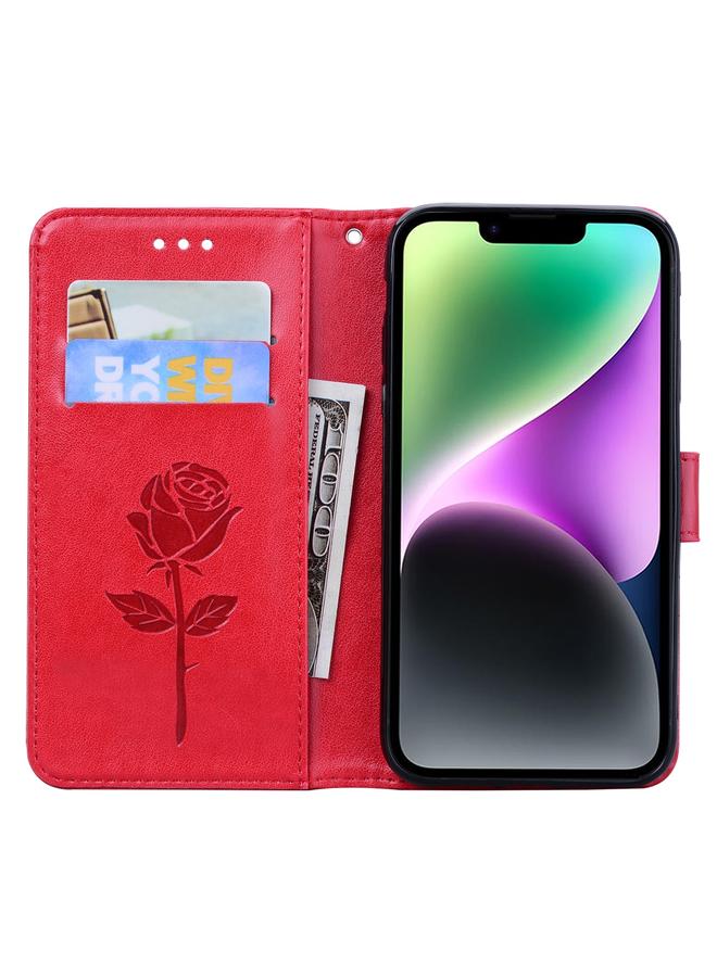 اس-توب جراب لهاتف iPhone 14 Plus من الجلد الصناعي المنقوش باللون الوردي - Image 4