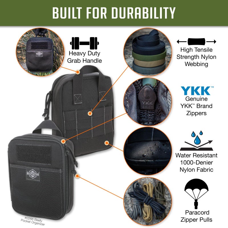 MAXPEDITION Beefy Pocket Organizer (Black) Compact, MOLLE-Compatible, 1000D Nylon Tactical Pouch, Everyday Carry Tool and Gear Storage for Outdoor, Tactical, Survival - Image 3