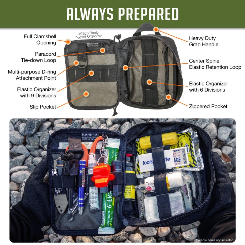 MAXPEDITION Beefy Pocket Organizer (Black) Compact, MOLLE-Compatible, 1000D Nylon Tactical Pouch, Everyday Carry Tool and Gear Storage for Outdoor, Tactical, Survival - Image 4
