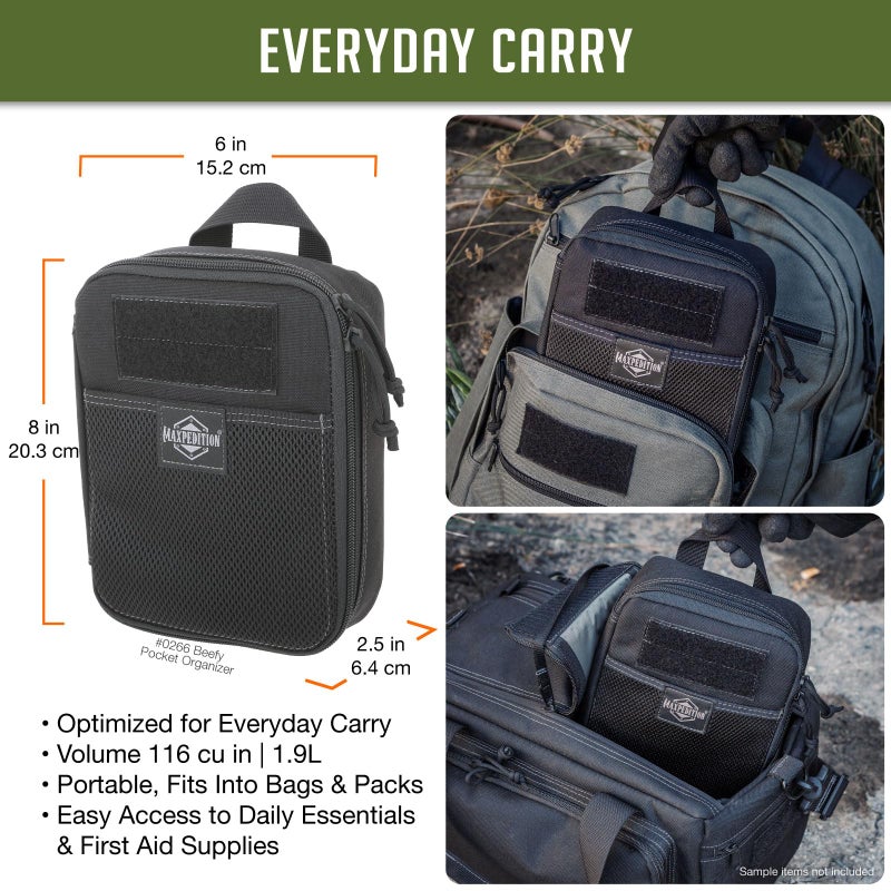 MAXPEDITION Beefy Pocket Organizer (Black) Compact, MOLLE-Compatible, 1000D Nylon Tactical Pouch, Everyday Carry Tool and Gear Storage for Outdoor, Tactical, Survival - Image 2