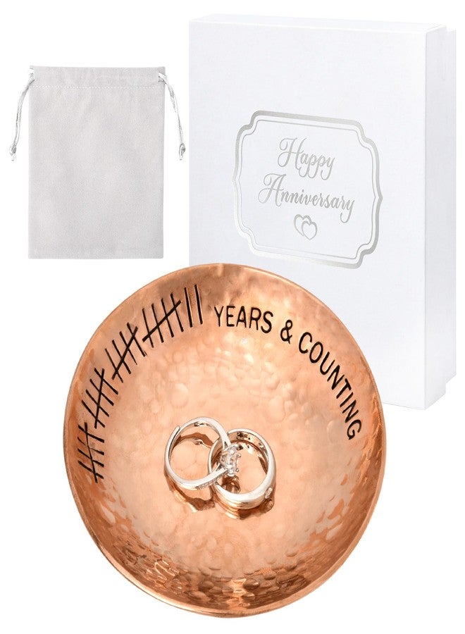 CEELGON 22 Year Wedding Anniversary Copper Gifts 22th Gifts 4" Copper Jewelry Tray Engraved Decorative Dish for Couple Him or Her - Image 1