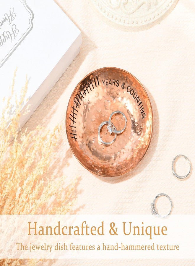 CEELGON 22 Year Wedding Anniversary Copper Gifts 22th Gifts 4" Copper Jewelry Tray Engraved Decorative Dish for Couple Him or Her - Image 3