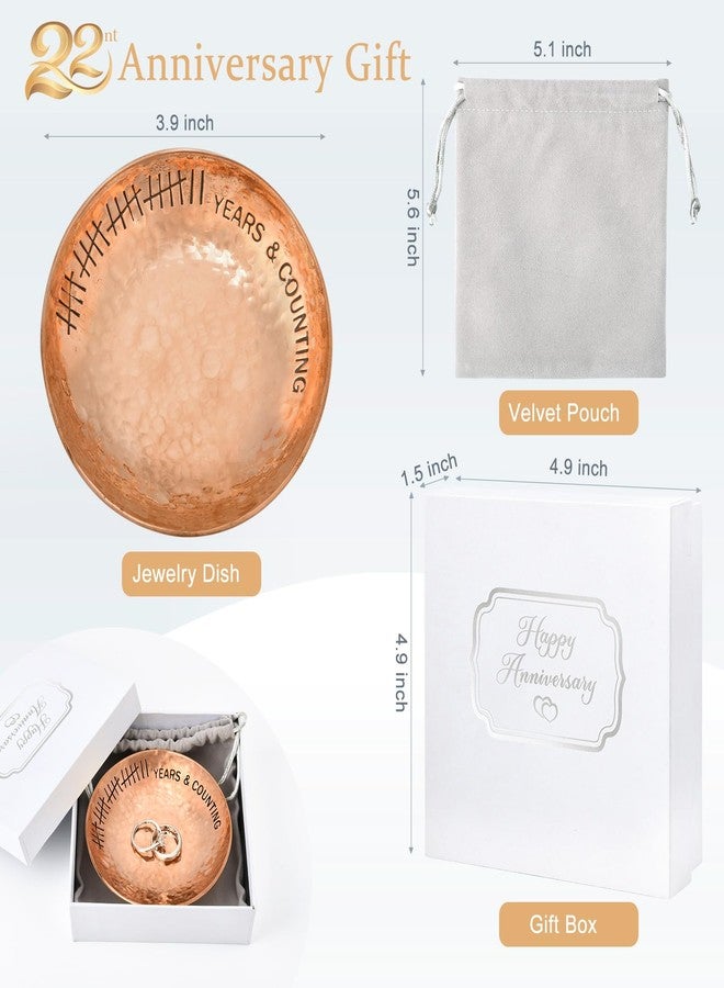 CEELGON 22 Year Wedding Anniversary Copper Gifts 22th Gifts 4" Copper Jewelry Tray Engraved Decorative Dish for Couple Him or Her - Image 2