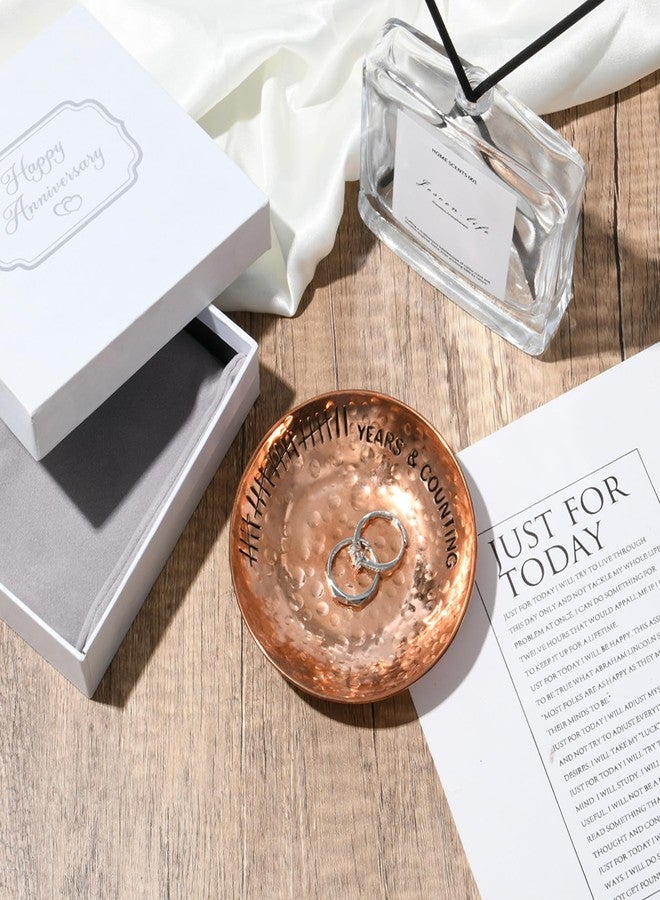 CEELGON 22 Year Wedding Anniversary Copper Gifts 22th Gifts 4" Copper Jewelry Tray Engraved Decorative Dish for Couple Him or Her - Image 5
