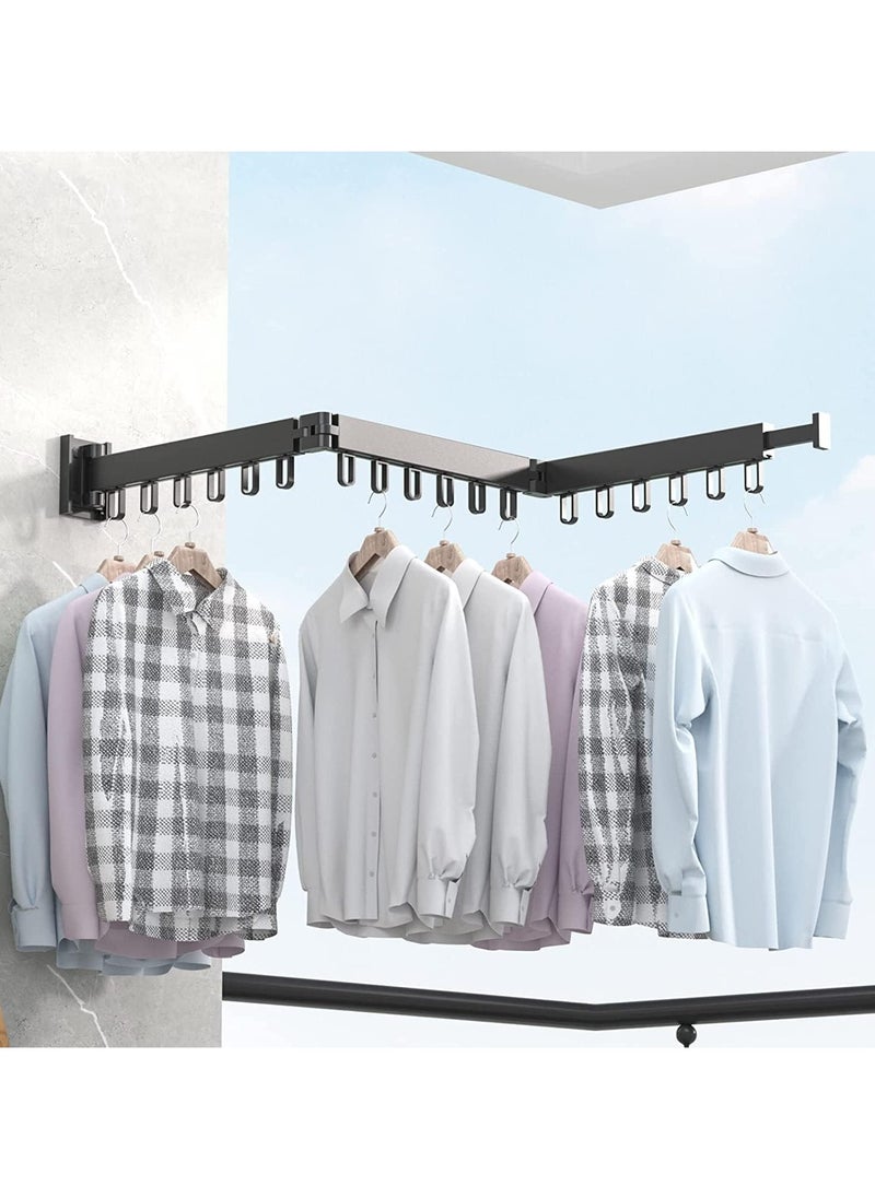 Wall Mounted Clothes Drying Rack, Folding Retractable Clothes Hanger Rack Laundry Drying Rack, Wall Mount Space Saving Clothing Drying Hanging System, Collapsible Heavy Duty Clothes Rack, Black - pzsku/ZFBBEE7F76903A10206DBZ/45/_/1698659970/8c968b8d-0e85-45d2-a283-09d16d57b324