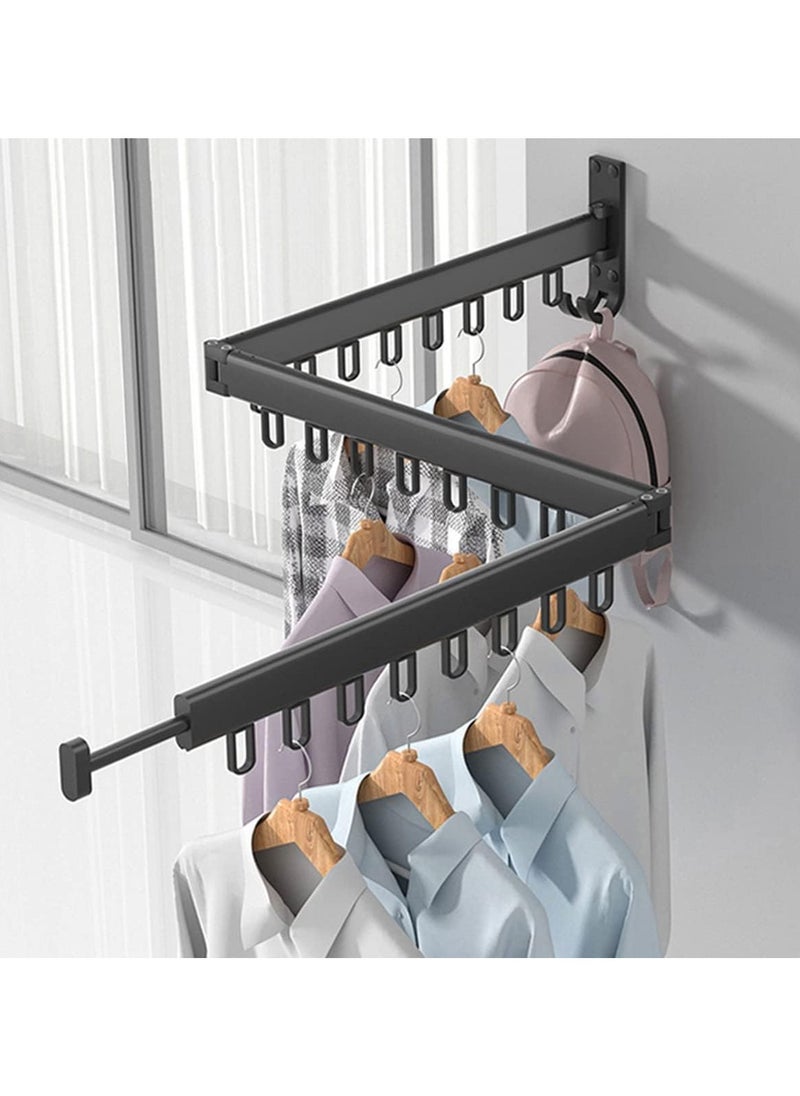 Wall Mounted Clothes Drying Rack, Folding Retractable Clothes Hanger Rack Laundry Drying Rack, Wall Mount Space Saving Clothing Drying Hanging System, Collapsible Heavy Duty Clothes Rack, Black - pzsku/ZFBBEE7F76903A10206DBZ/45/_/1724915745/7209198b-99b6-45b4-b7b7-4d4b00c2cdb9