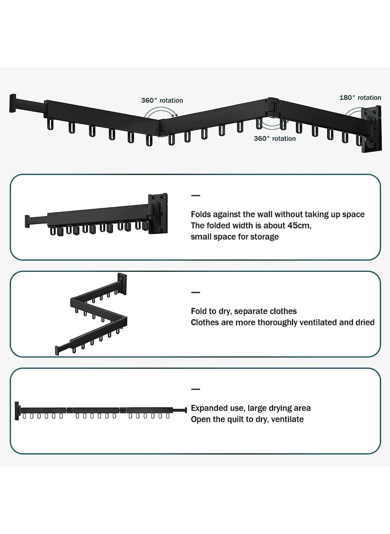 Wall Mounted Clothes Drying Rack, Folding Retractable Clothes Hanger Rack Laundry Drying Rack, Wall Mount Space Saving Clothing Drying Hanging System, Collapsible Heavy Duty Clothes Rack, Black - pzsku/ZFBBEE7F76903A10206DBZ/45/_/1724916481/e9dccf29-824f-42cf-af2a-793197e986ab