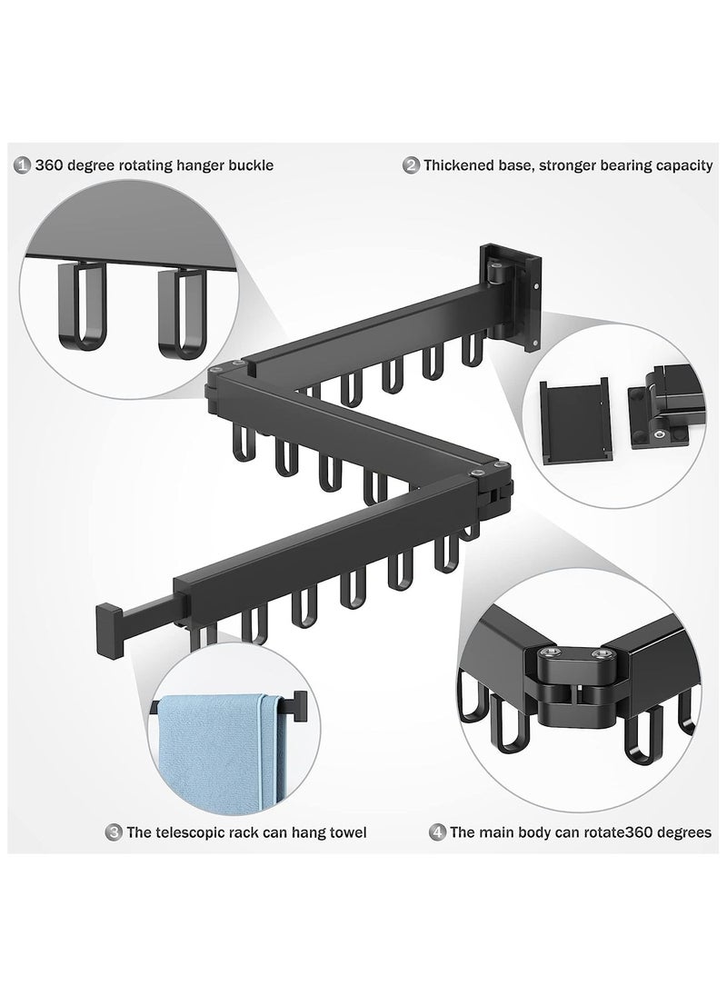 Wall Mounted Clothes Drying Rack, Folding Retractable Clothes Hanger Rack Laundry Drying Rack, Wall Mount Space Saving Clothing Drying Hanging System, Collapsible Heavy Duty Clothes Rack, Black - pzsku/ZFBBEE7F76903A10206DBZ/45/_/1724916496/6936f6f0-46d6-4eea-a3c0-dfdb98c89976