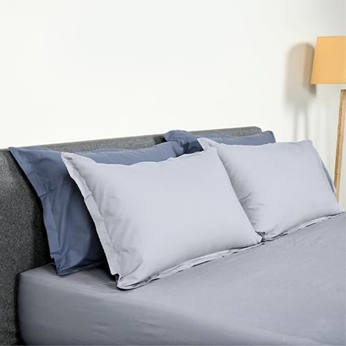 SleepyCat Cotton ?Solid Pillow Case with Envelope Closure - Pack of 2 Count | Coloured with AZO-Free Dyes and Oeko-Tex Certified | Machine Washable, Dolphin Grey (Standard Size, 28X18 Inches),200 - Image 4