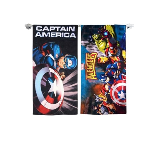 Athom Living Marvel Captain America & Avengers Kids Bath Towel Set of 2 | 60x120cm | 350 GSM Soft & Absorbent Cotton | Multicolor Fun Design for Boys & Girls | Quick Dry, Durable & Skin-Friendly - Image 2