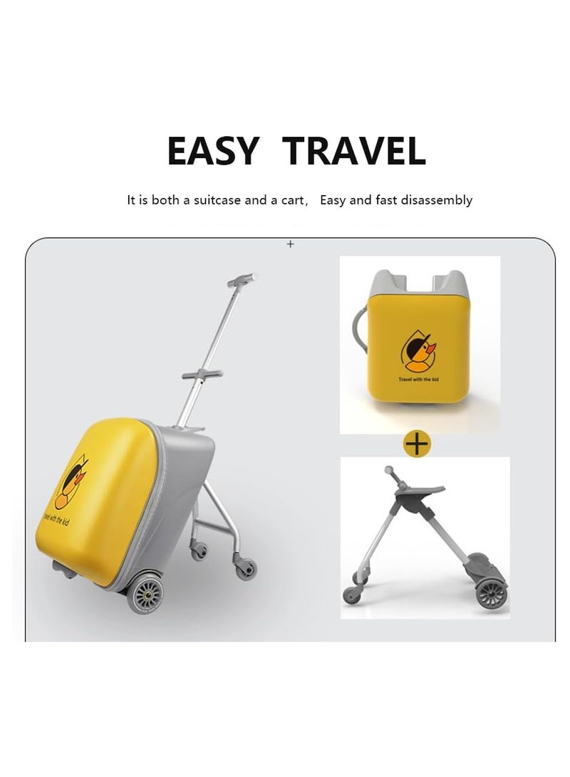 BLOOMING TIME Kid's Ride-On Trolley Case - 20-Inch Cartoon Suitcase with Expandable Design - Image 3