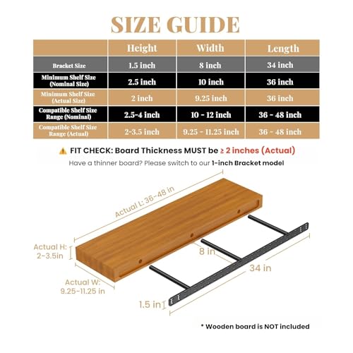 Craftersmark 1pc Floating Shelf Hardware Heavy Duty Hidden Shelf Brackets SupportWall Mounting Invisible Floating Shelves Bracket with Jig 34 x 8 x 15 with Tools - Image 3