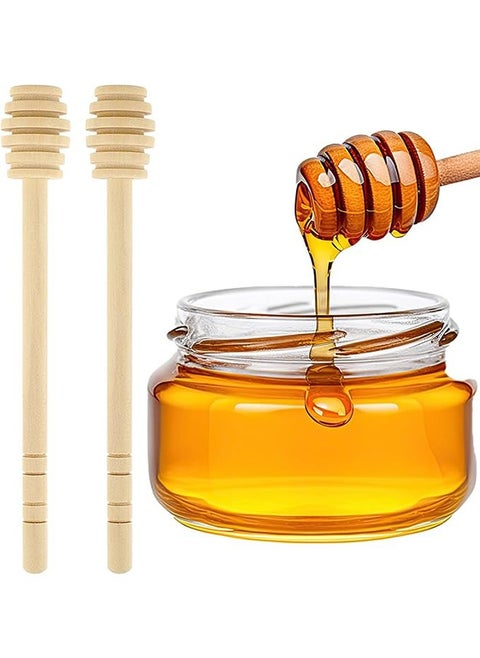 2 Pcs Wooden Honey Mixing Stirrers, 15cm Mini Reusable Wooden Dipper Sticks Server for Honey and Syrup Jar, Dispense Drizzle Jam Honey Dippers Spoons Honeycomb Sticks