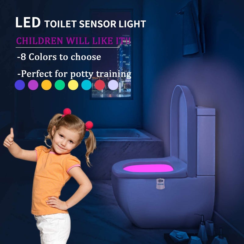 HASTHIP Komire Motion Sensor LED Toilet Night Light with 8-Color Changing, Battery Operated Waterproof Washroom Light - Image 3