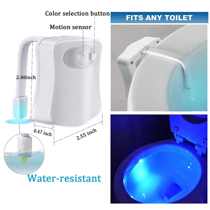 HASTHIP Komire Motion Sensor LED Toilet Night Light with 8-Color Changing, Battery Operated Waterproof Washroom Light - Image 5