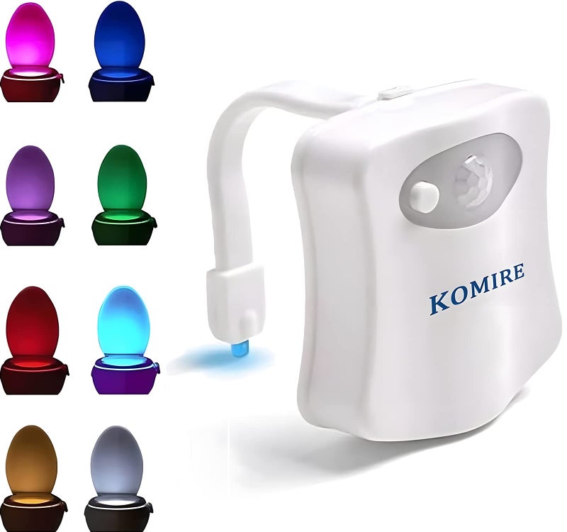 HASTHIP Komire Motion Sensor LED Toilet Night Light with 8-Color Changing, Battery Operated Waterproof Washroom Light - Image 1