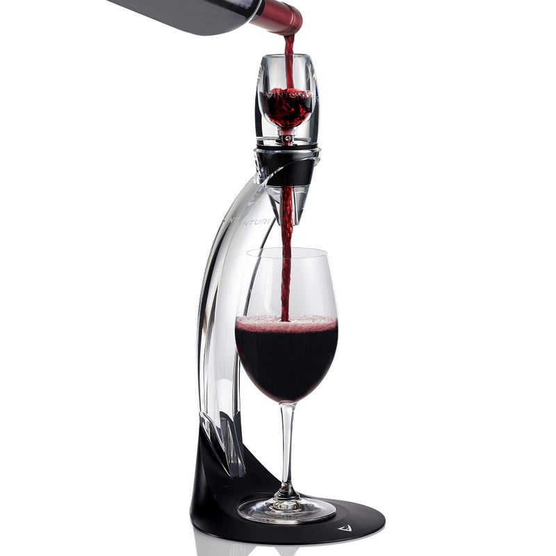 Vinturi Vinturi Deluxe Essential Pourer and Decanter Tower Stand Easily and Conveniently Aerates Bottle or Glass and Enhances Flavors with Smoother Finish, Red Wine Set, Black  - Image 1