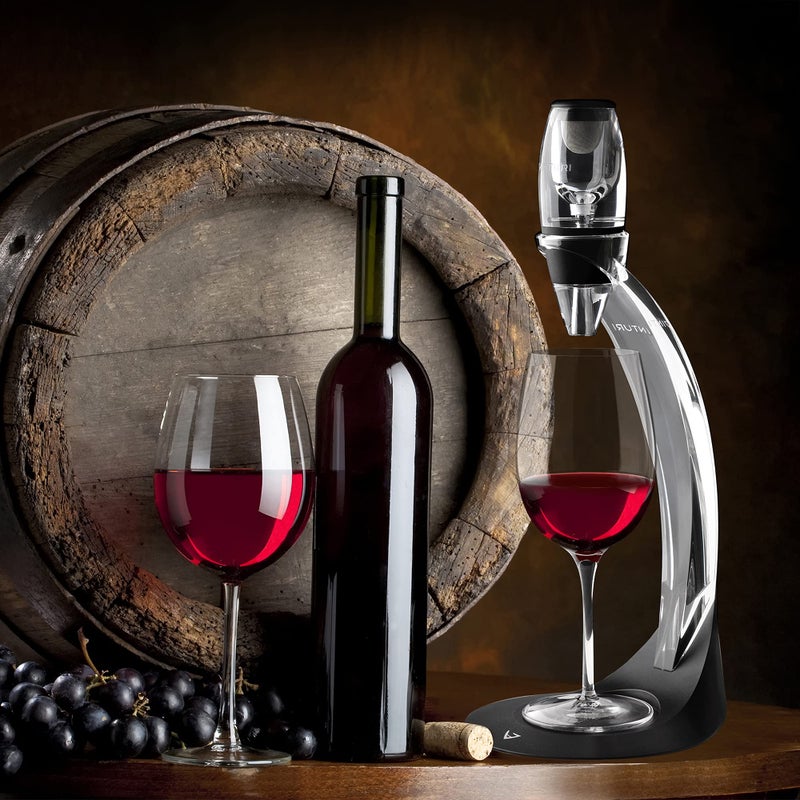 Vinturi Vinturi Deluxe Essential Pourer and Decanter Tower Stand Easily and Conveniently Aerates Bottle or Glass and Enhances Flavors with Smoother Finish, Red Wine Set, Black  - Image 3