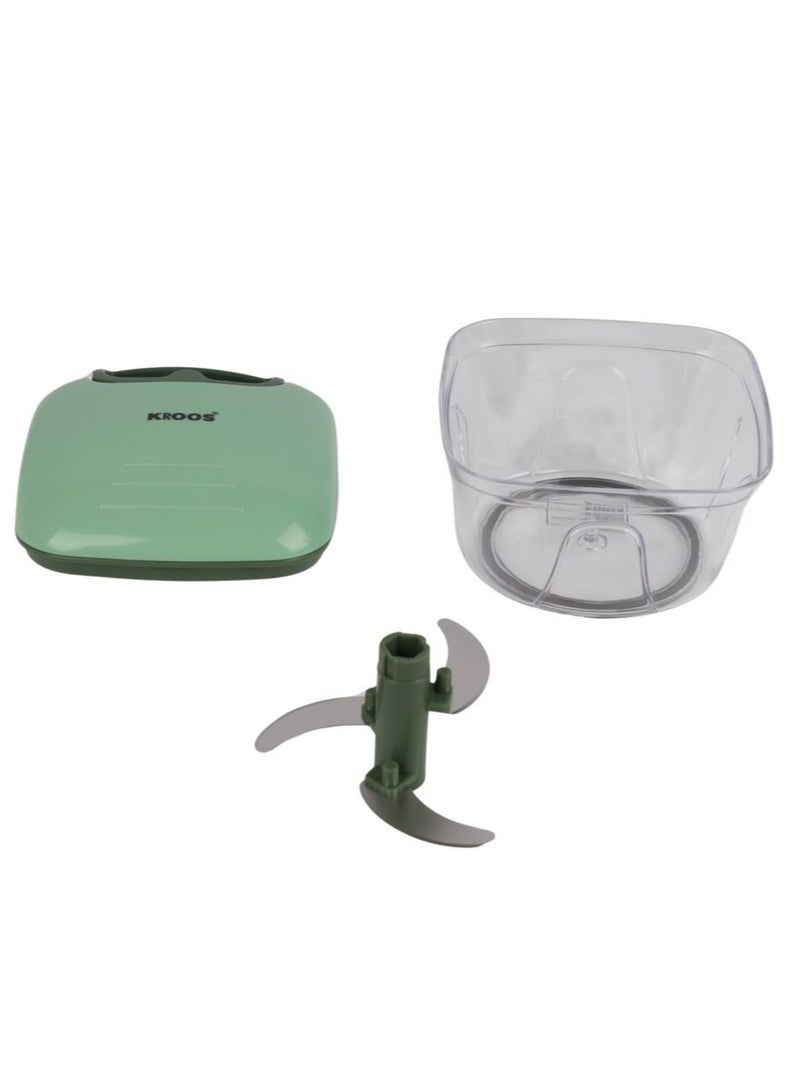 KROOS Manual Vegetable Cutter Sharp Stainless Steel Knives, Built-in Pull Cord in Lid, Dishwasher Safe - Image 1