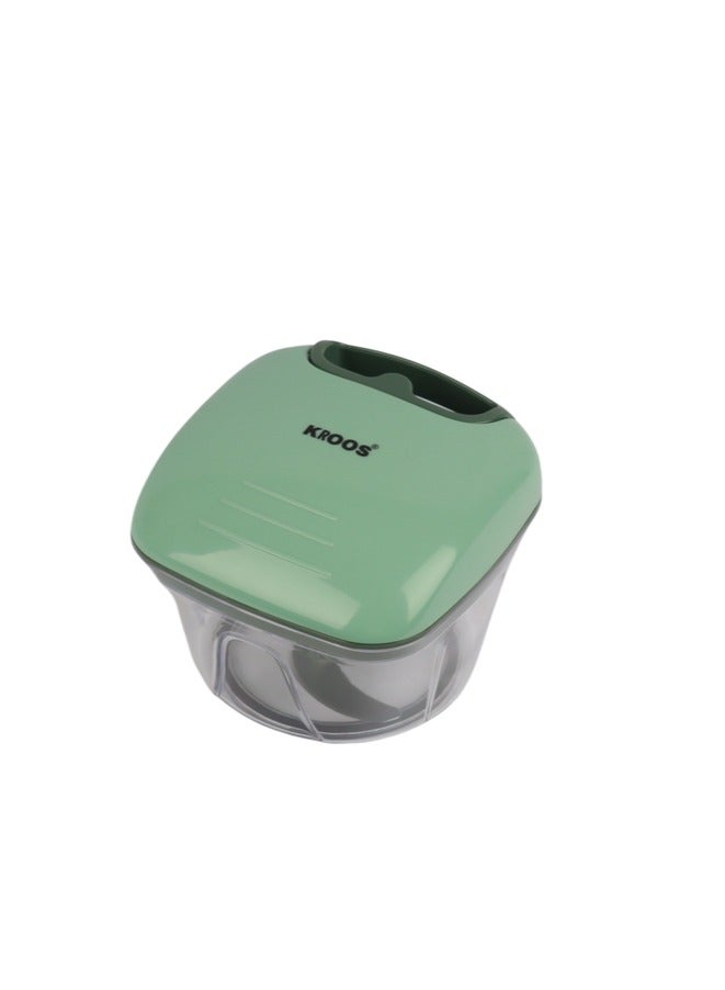 KROOS Manual Vegetable Cutter Sharp Stainless Steel Knives, Built-in Pull Cord in Lid, Dishwasher Safe - Image 2