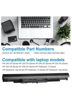 Generic Asuncell Hp BP HS03 HS04 Laptop Battery for 240 G4 245 246 250 255 256 Notebook Series 14 14g 15 807612-421 807956-001 H. STNN N -LB6U HSTNN-LB6V Warranty and Support, 14.8V  - Image 3