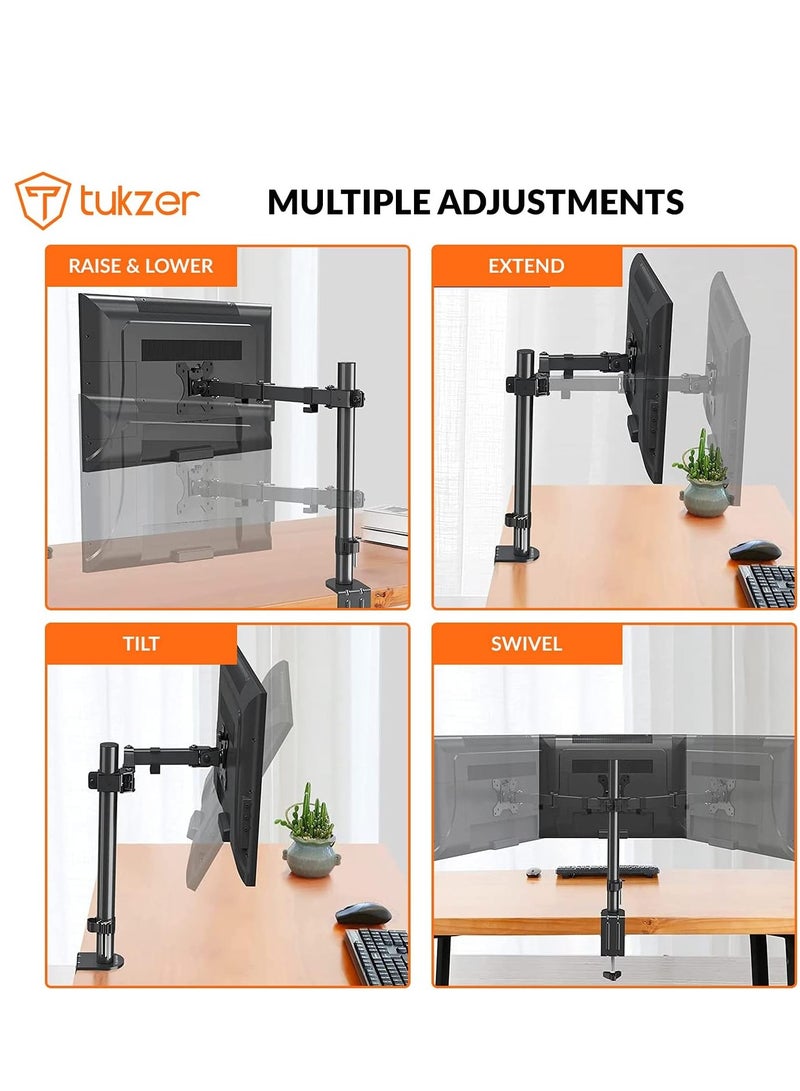 Single 13 to 27-inch(33 to 68.5cm) LCD Monitor Desk Mount Stand, Height Adjustable Arm Mount, Fully Adjustable, Tilt, Articulating/Holds 1 Screen Stand-Steel (TZ-T19) - Image 4