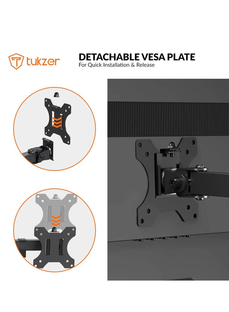 Single 13 to 27-inch(33 to 68.5cm) LCD Monitor Desk Mount Stand, Height Adjustable Arm Mount, Fully Adjustable, Tilt, Articulating/Holds 1 Screen Stand-Steel (TZ-T19) - Image 5