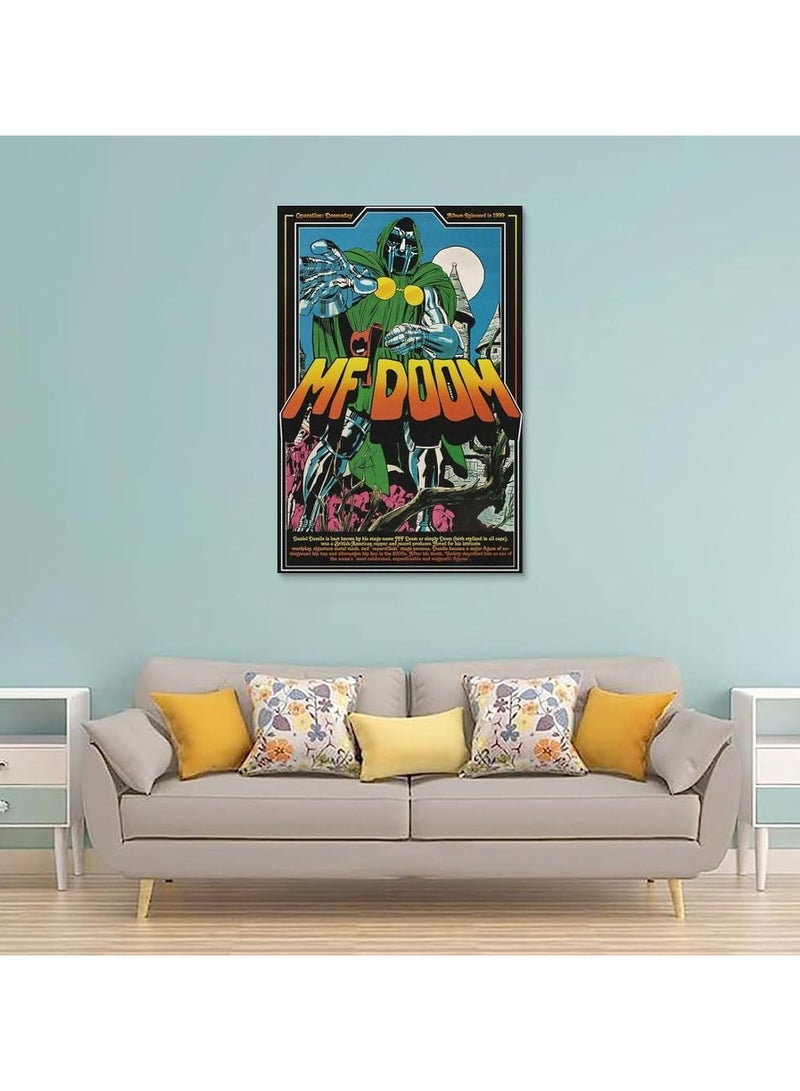 مؤسسة فكرة اليوم اليوم فكرة MF Doomsday ألبوم الهيب هوب ملصق موسيقى هزلية للغرفة الجمالية قماش جدار الفن غرفة النوم وغرفة المعيشة (Unframe 07 ، 12x18 بوصة) - Image 2