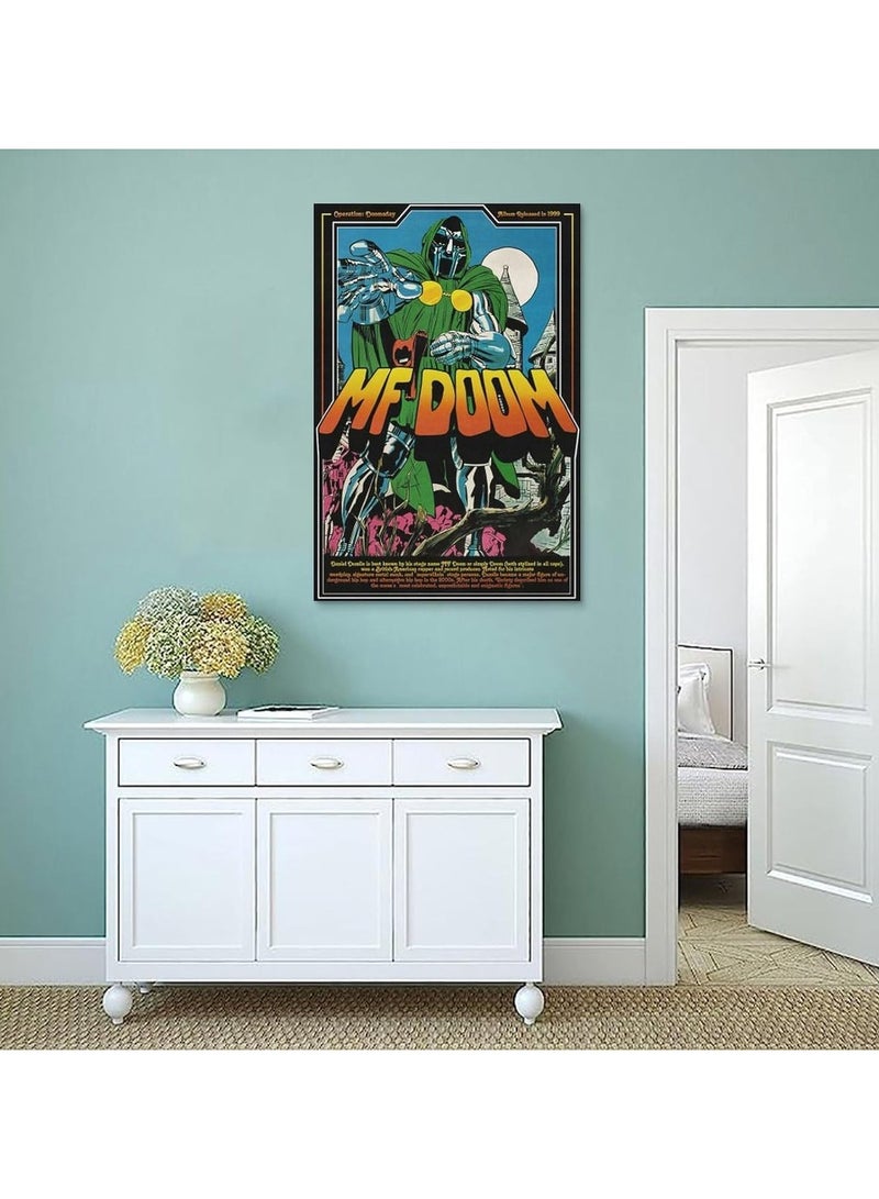 مؤسسة فكرة اليوم اليوم فكرة MF Doomsday ألبوم الهيب هوب ملصق موسيقى هزلية للغرفة الجمالية قماش جدار الفن غرفة النوم وغرفة المعيشة (Unframe 07 ، 12x18 بوصة) - Image 3