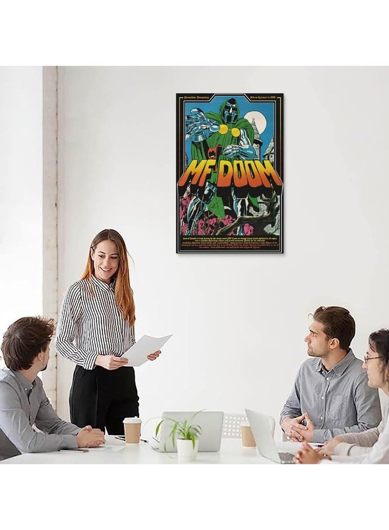 مؤسسة فكرة اليوم اليوم فكرة MF Doomsday ألبوم الهيب هوب ملصق موسيقى هزلية للغرفة الجمالية قماش جدار الفن غرفة النوم وغرفة المعيشة (Unframe 07 ، 12x18 بوصة) - Image 4