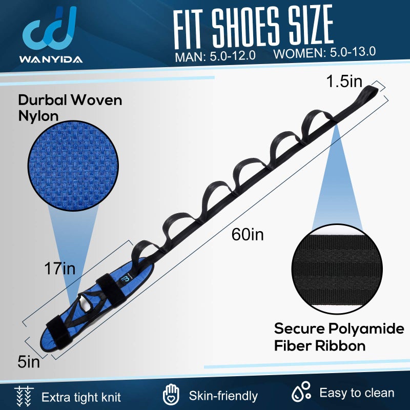 WANYIDA Foot and Calf Stretcher for Plantar Fasciitis, Achilles Tendonitis, Heel Spurs, Drop Foot. Yoga Stretching Strap for Leg, Thigh and Hamstring (Blue) - Image 5
