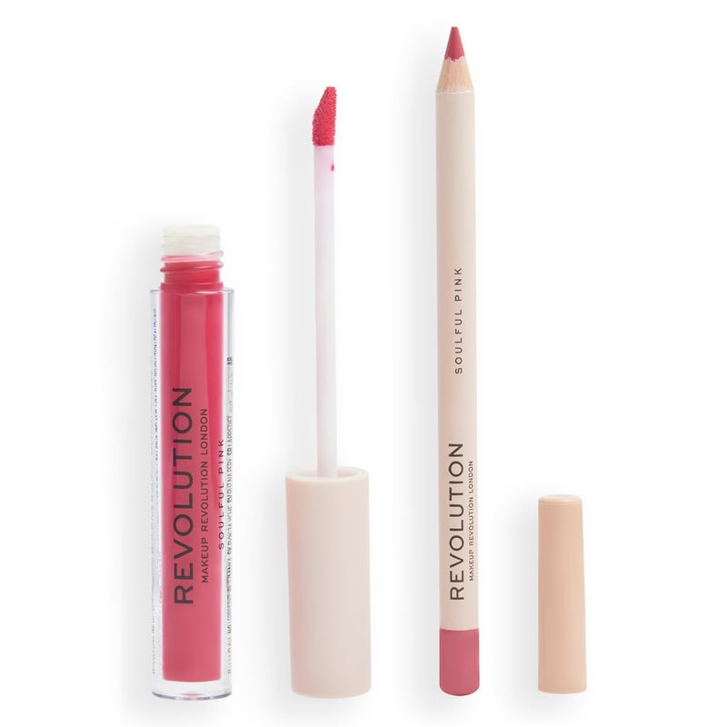 Revolution Lip Contour Matte Lipstick & Liner Duo – Soulful Pink - Image 1