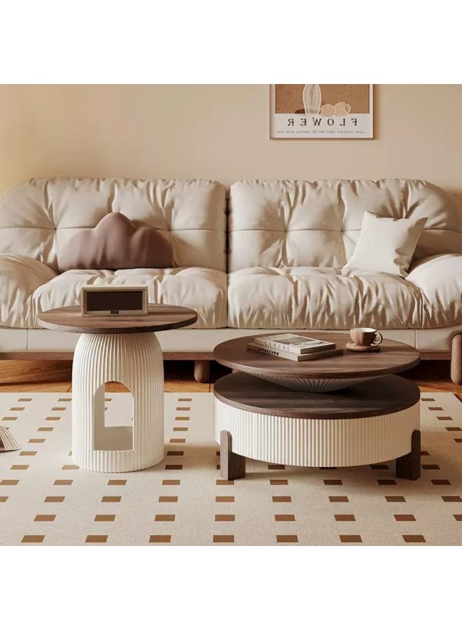 Baytonia Coffee table with round side table - white and brown - Image 2