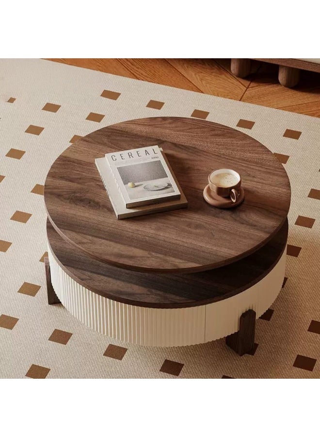 Baytonia Coffee table with round side table - white and brown - Image 4