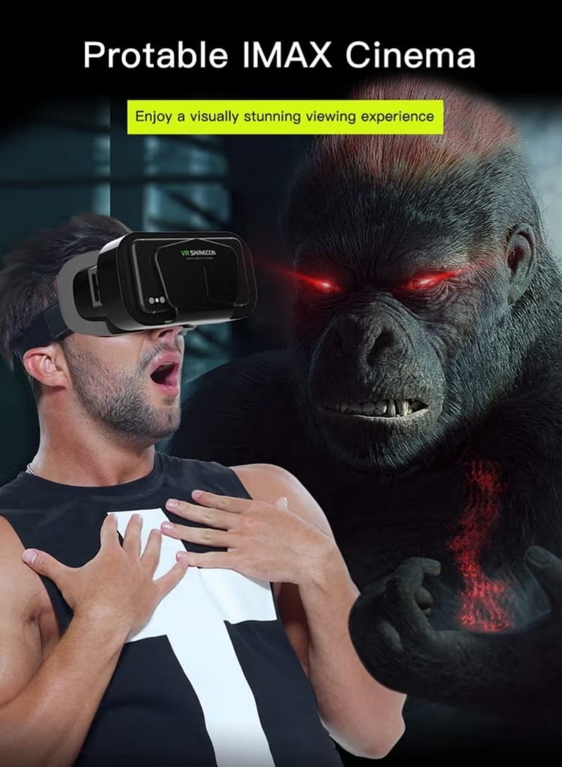 VR SHINECON VR Headset with Controller for iPhone and Android 3D Virtual Reality Glasses for Movies and Games Adjustable HD VR Box Fits 3.5 to 7.2 Inch Smartphones Gaming Gear - Image 5