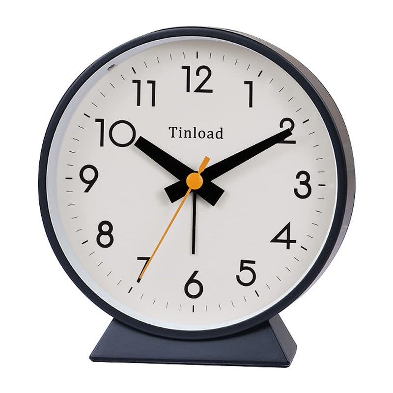 Tinload 4.5" Battery Operated Antique Retro Analog Alarm Clock, Small Silent Bedside Desk Clock,Lighted on Demand, Battery Operated, Snooze, for Living Room, Bedroom, Bedside, Desk, Gift Clock - Image 1