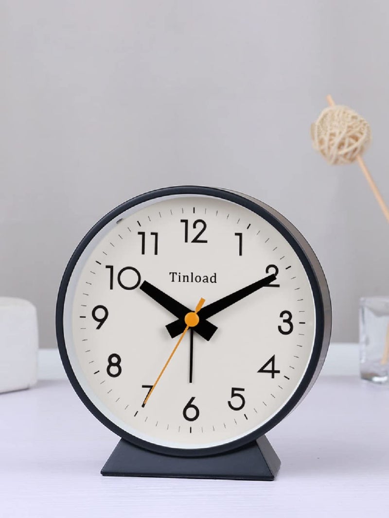 Tinload 4.5" Battery Operated Antique Retro Analog Alarm Clock, Small Silent Bedside Desk Clock,Lighted on Demand, Battery Operated, Snooze, for Living Room, Bedroom, Bedside, Desk, Gift Clock - Image 5