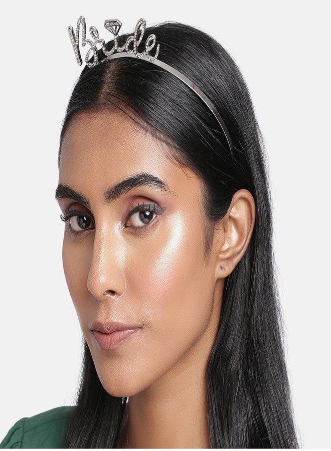 اكسيشر طوق شعر زفاف فضي اللون مزين من AccessHer للنساء - Image 2