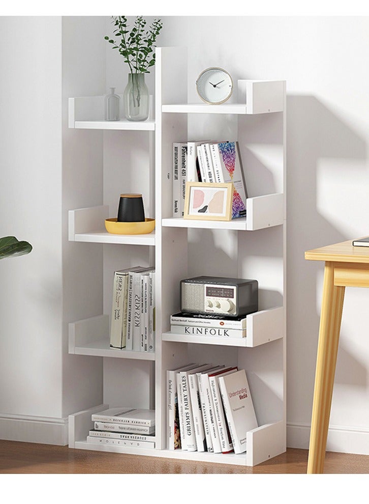 XiuWoo 8-Tier High-Capacity Free-Standing Wood Bookcase and Bookshelf Organizer, Home Office Storage Rack, Home Display Rack 39x19x100 cm White - Image 1