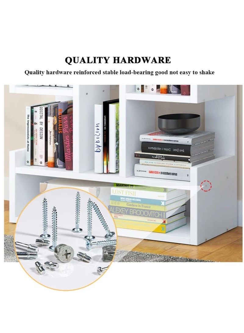 XiuWoo 8-Tier High-Capacity Free-Standing Wood Bookcase and Bookshelf Organizer, Home Office Storage Rack, Home Display Rack 39x19x100 cm White - Image 2