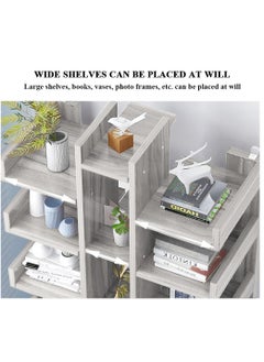 XiuWoo 8-Tier High-Capacity Free-Standing Wood Bookcase and Bookshelf Organizer, Home Office Storage Rack, Home Display Rack 39x19x100 cm White  - Image 4
